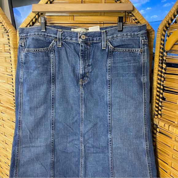 Vintage GAP Classic Blue Jean Skirt midi maxi bareback cotton flare modest 12 - Picture 2 of 8
